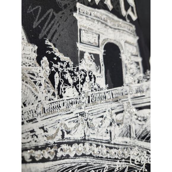 y2K Vintage Paris Art Babydoll Shirt Top Tee All Over VTG 90s Tourist Collage - Picture 3 of 6